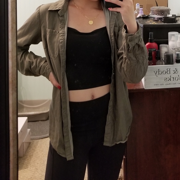 WESTPORT Embroidered Army Green Button Down Shirt - Picture 5 of 7